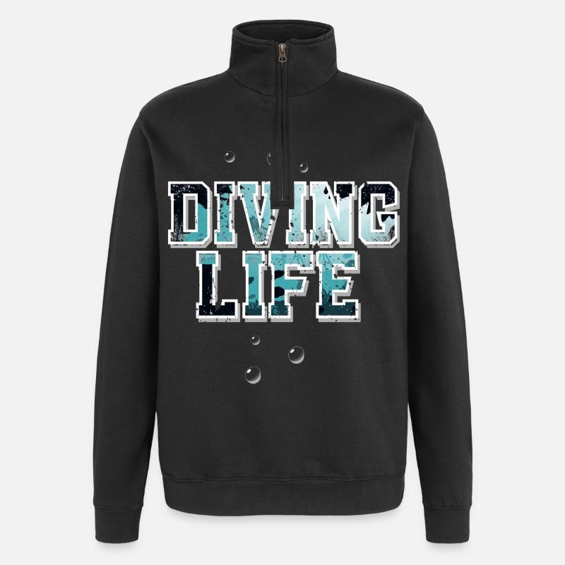 Tauchen Taucher - Quarter-Zip-Sweatshirt - Schwarz