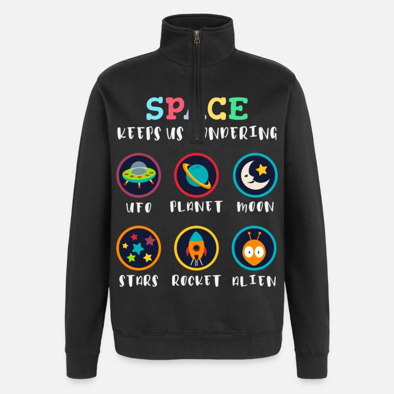 Space arouses curiosity - Quarter-Zip Sweatshirt - black