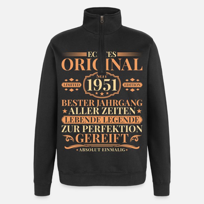 Millésime anniversaire 1951 Née Millésime - Sweat à zip 1/4 - noir