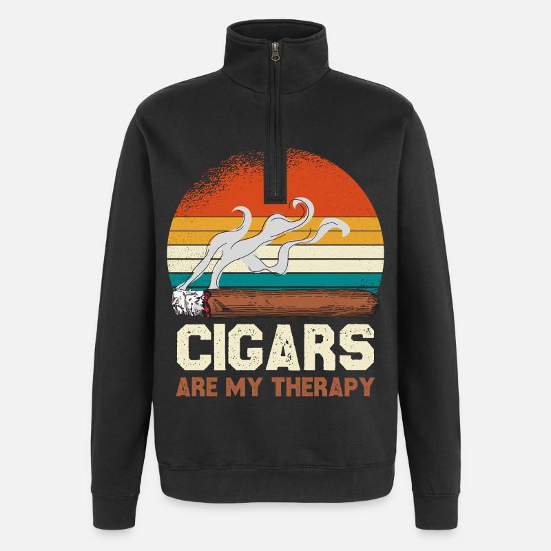 Cigar Therapy Retro Sunset - Quarter-Zip Sweatshirt - black