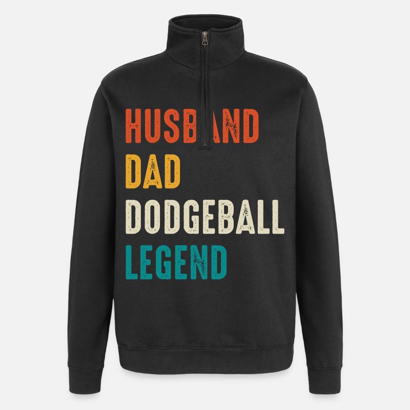 Dodgeball Legende: Ehemann Papa - Quarter-Zip-Sweatshirt - Schwarz