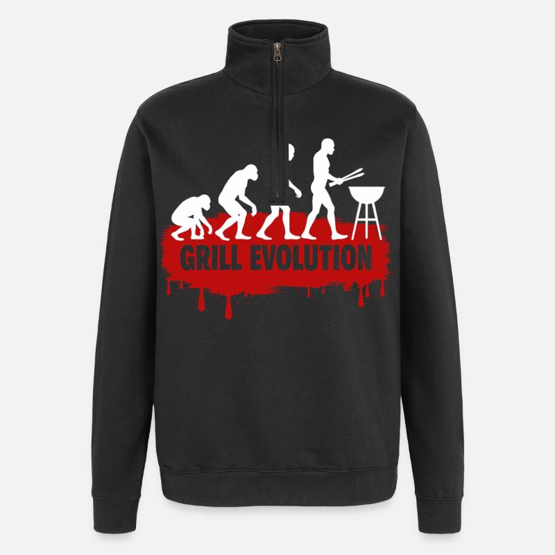 Grill Evolution Lustiger Grillmeister Spruch - Quarter-Zip-Sweatshirt - Schwarz