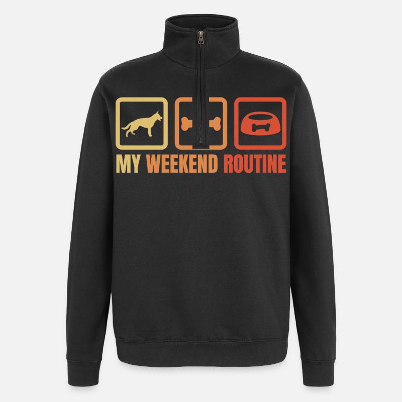 German Shepherd Weekend Routine - Quarter-Zip Sweatshirt - black