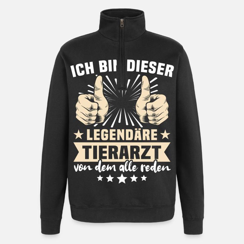 Tierarzt Sprüche - Quarter-Zip-Sweatshirt - Schwarz