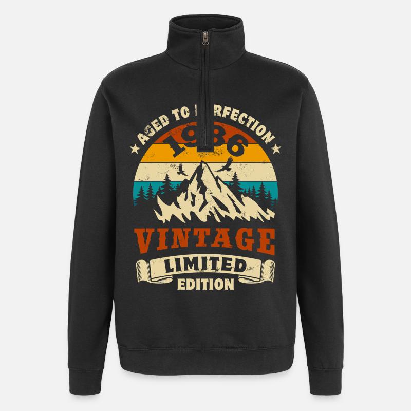 Édition limitée cadeau d’anniversaire 1986 - Sweat à zip 1/4 - noir