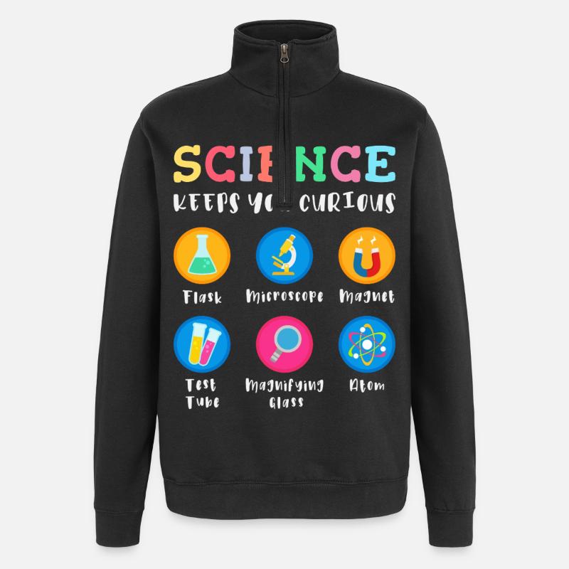 Science arouses curiosity - Quarter-Zip Sweatshirt - black