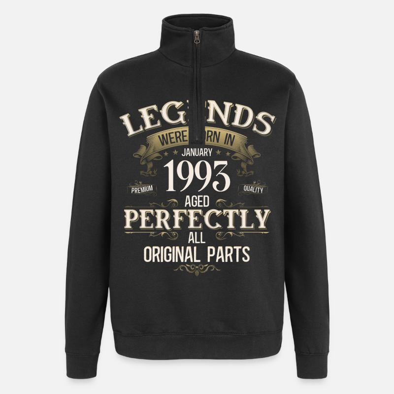 33rd Birthday Legend January 1993 - Quarter-Zip Sweatshirt - black