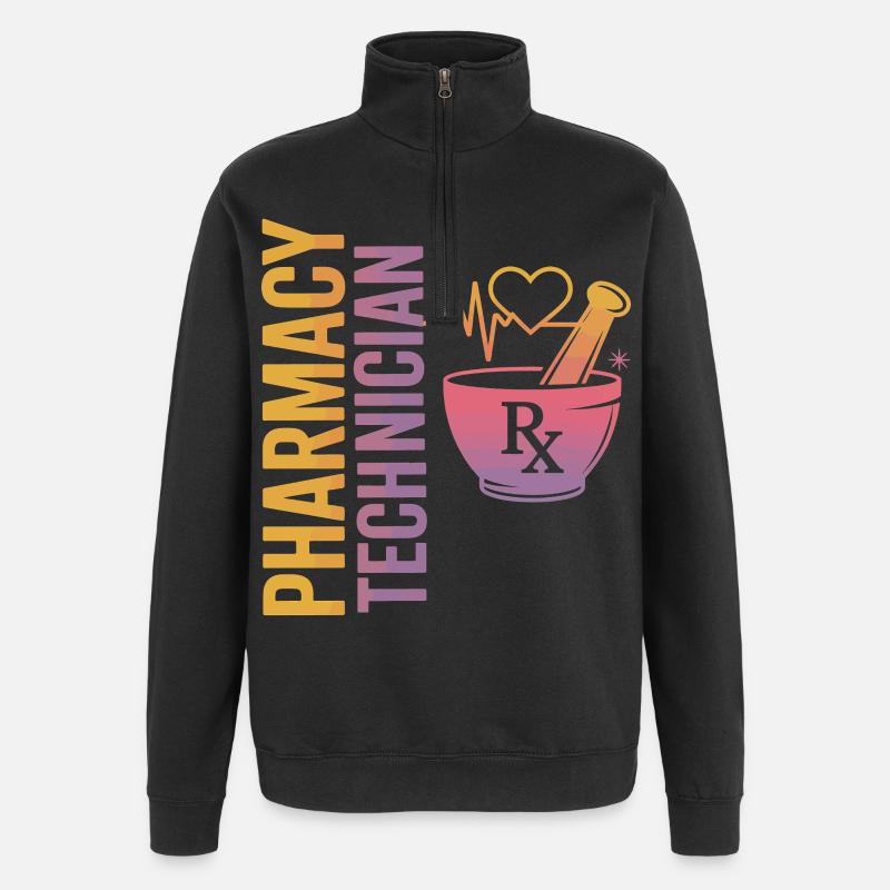 Illustration de technicien en pharmacie - Sweat à zip 1/4 - noir