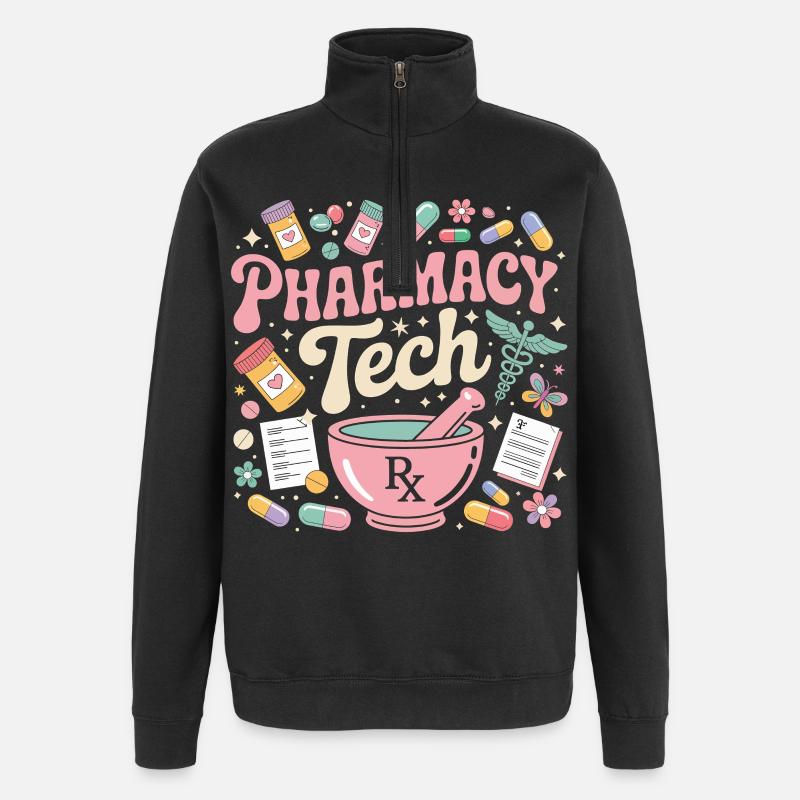 PharmaTech Apotheke Illustration - Quarter-Zip-Sweatshirt - Schwarz