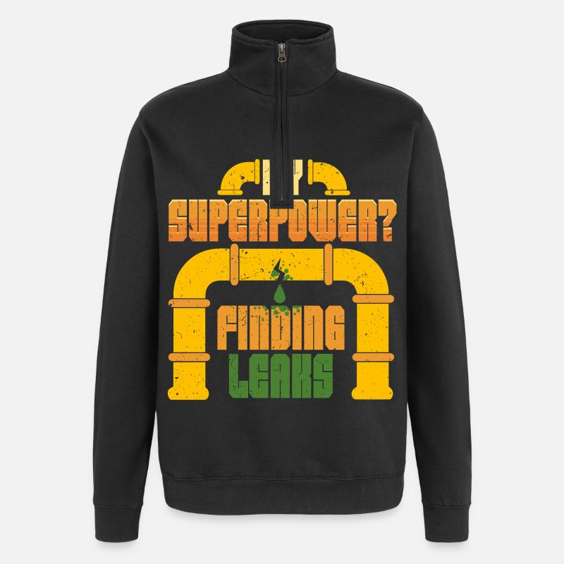 Pipelayer Pipeline Builder Finding Leaks - Quarter-Zip Sweatshirt - black