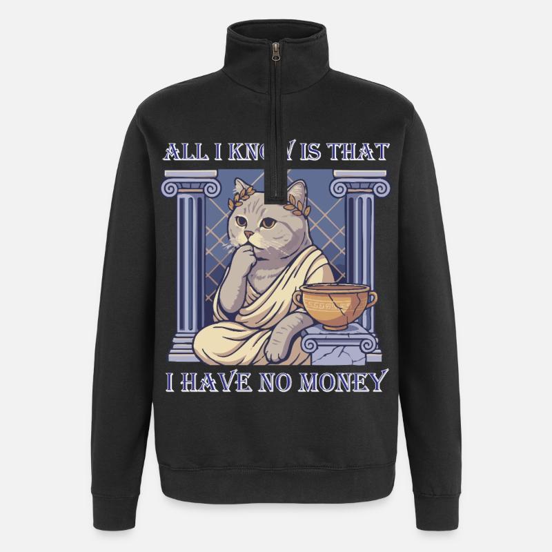 kein Geld - Quarter-Zip-Sweatshirt - Schwarz