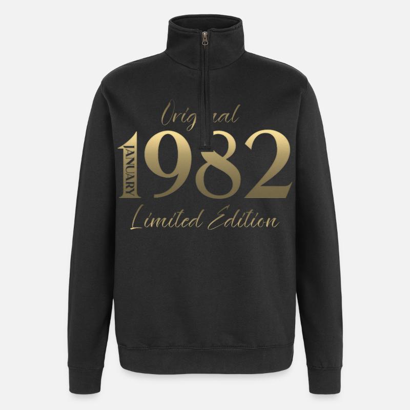 44th Birthday Original January 1982 - Quarter-Zip Sweatshirt - black