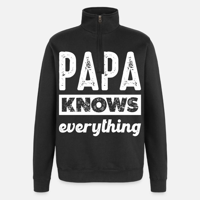 Dad knows everything - Quarter-Zip Sweatshirt - black