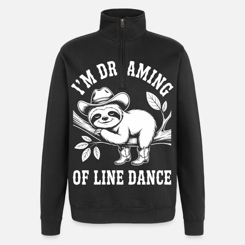 Sloth Cowboy Dancing Line Dance - Quarter-Zip Sweatshirt - black