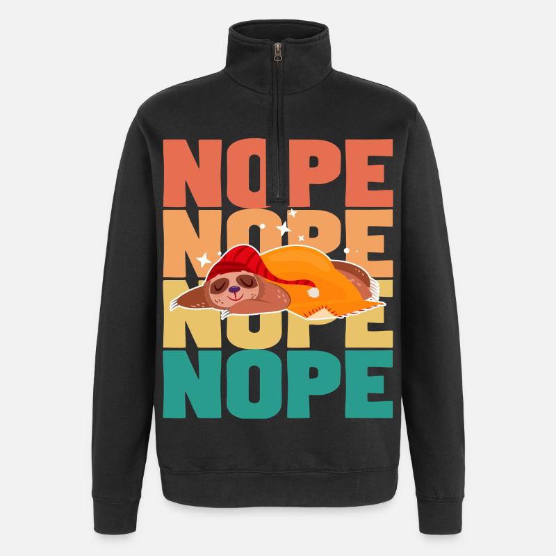 Faultier: Nein. - Quarter-Zip-Sweatshirt - Schwarz