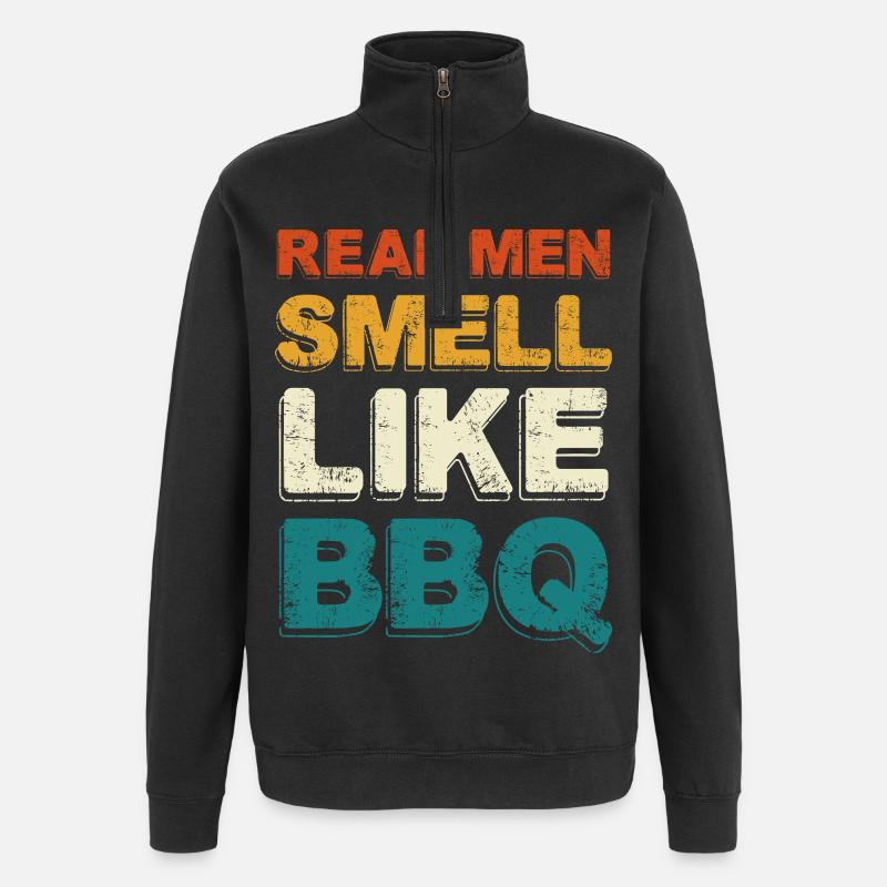 Real Men Smell Like BBQ - Quarter-Zip Sweatshirt - black