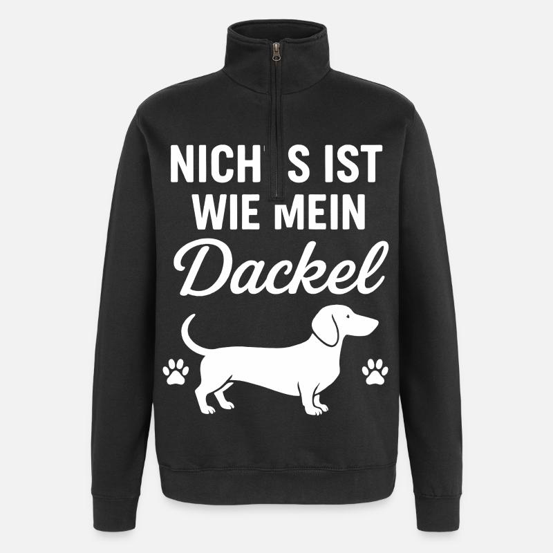 Teckel disant l’amour - Sweat à zip 1/4 - noir