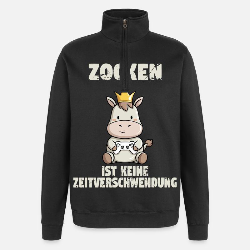 zocken zocken zocken - Quarter-Zip-Sweatshirt - Schwarz