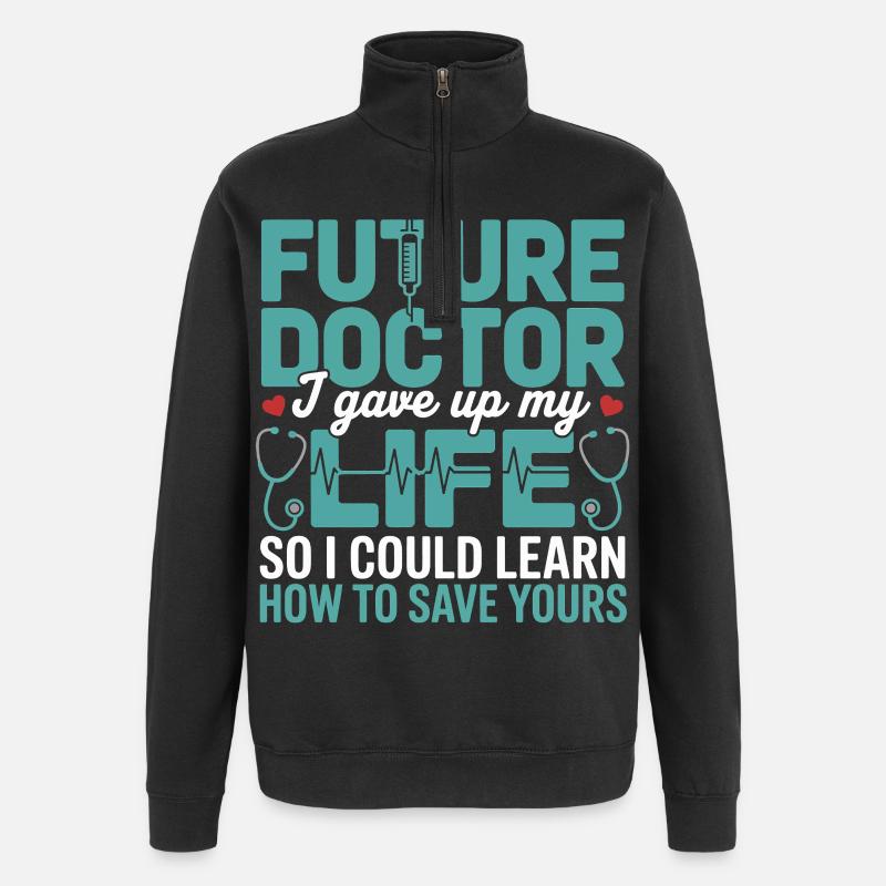 Future déclaration de sauveteur médecin - Sweat à zip 1/4 - noir