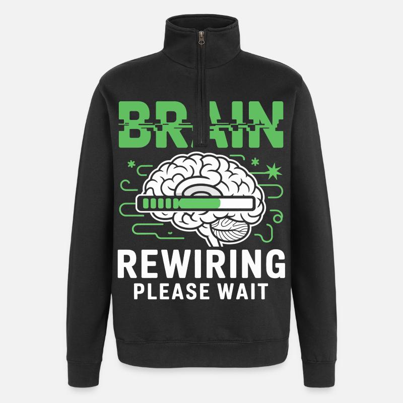 Brain Restart Please Wait - Quarter-Zip Sweatshirt - black