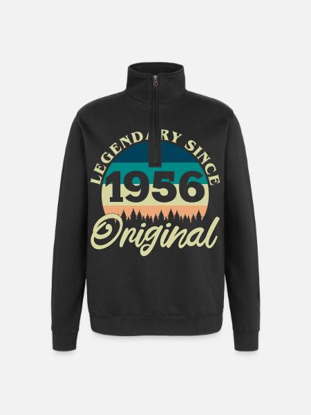 1956 Vintage Retro Original Birthday Gift - Quarter-Zip Sweatshirt - black