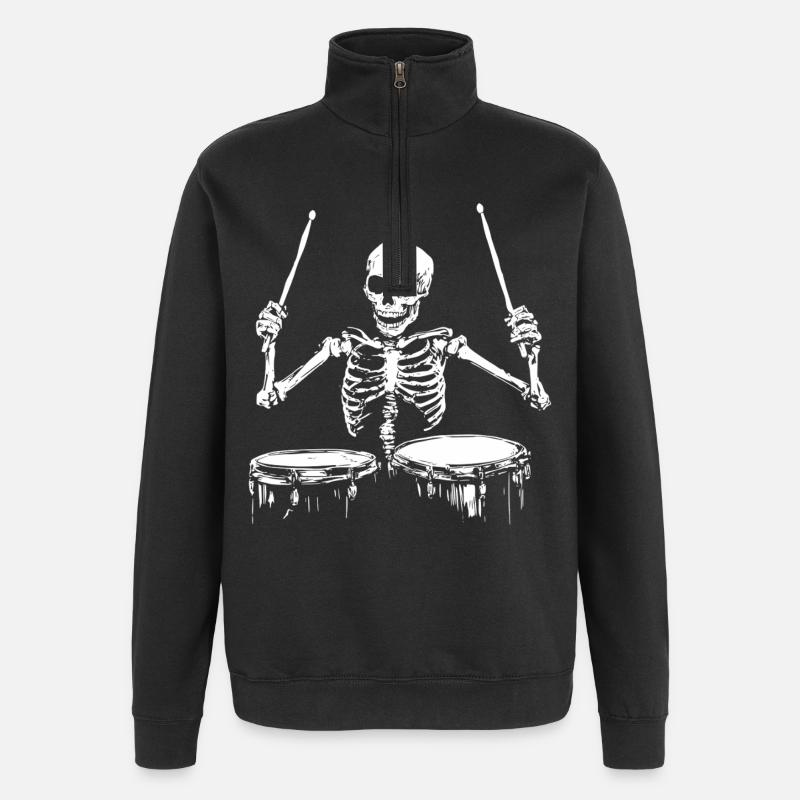 Skeleton Drummer Drums Drummer Drums - Quarter-Zip Sweatshirt - black