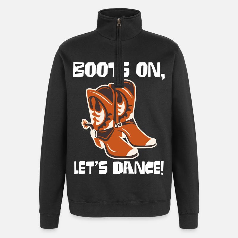 Boots On: Dancing Cowboy Boots - Quarter-Zip Sweatshirt - black