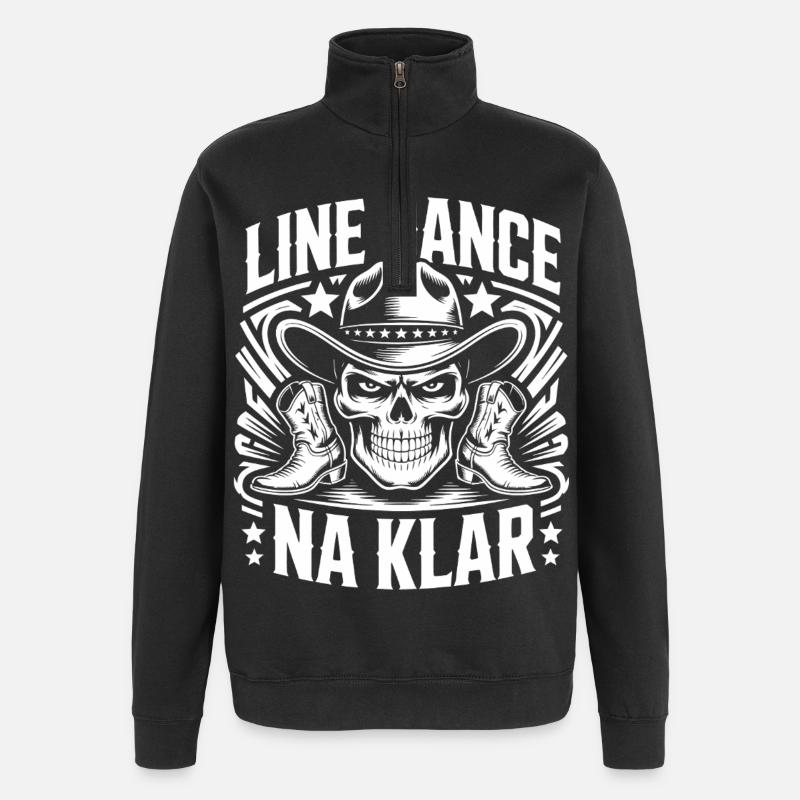 Line Dance Skull Cowboy - Quarter-Zip Sweatshirt - black