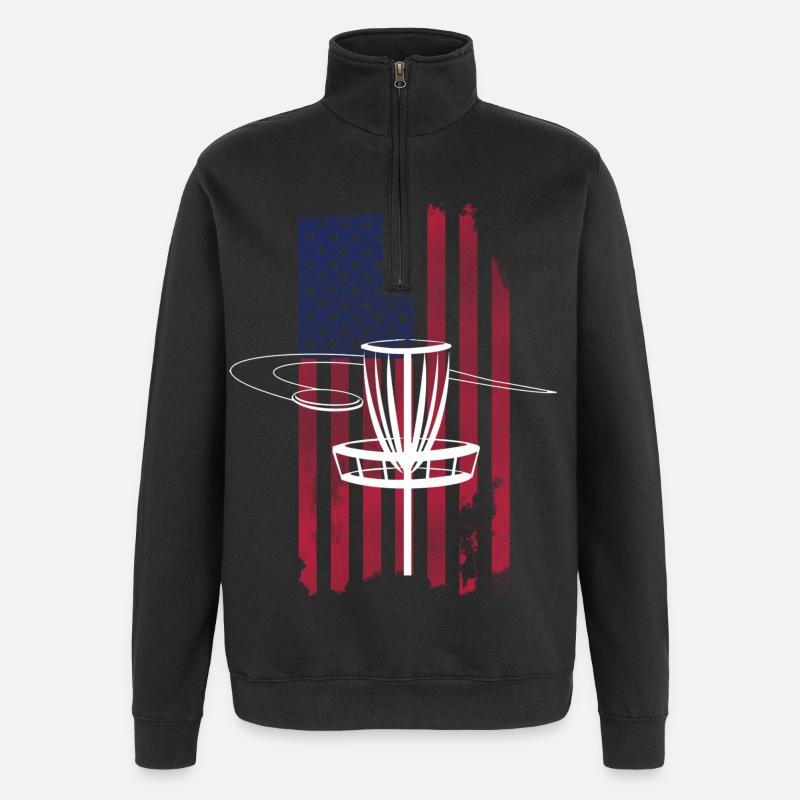 Drapeau Disc Golf USA - Sweat à zip 1/4 - noir