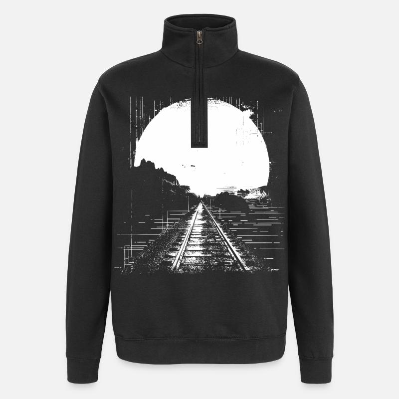Railway Drawing - Quarter-Zip Sweatshirt - black