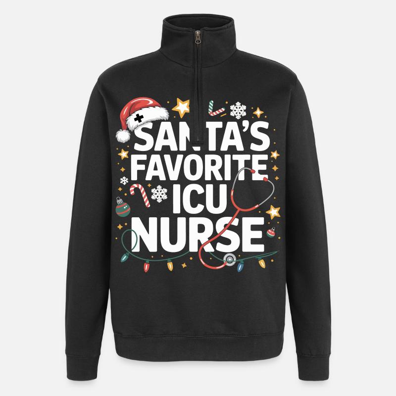 Santa ICU Pflegeheldin - Quarter-Zip-Sweatshirt - Schwarz