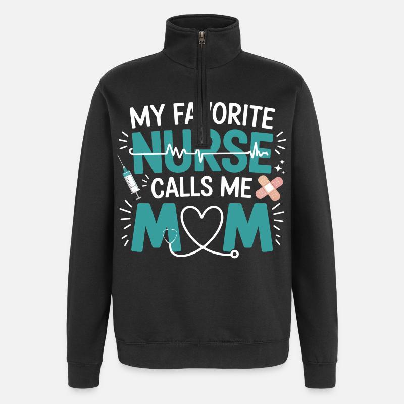 Krankenschwester Mama Herz Design - Quarter-Zip-Sweatshirt - Schwarz