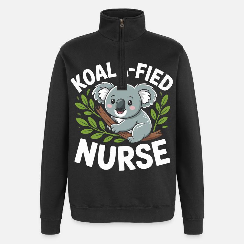 Koala-Krankenschwester im Baum - Quarter-Zip-Sweatshirt - Schwarz