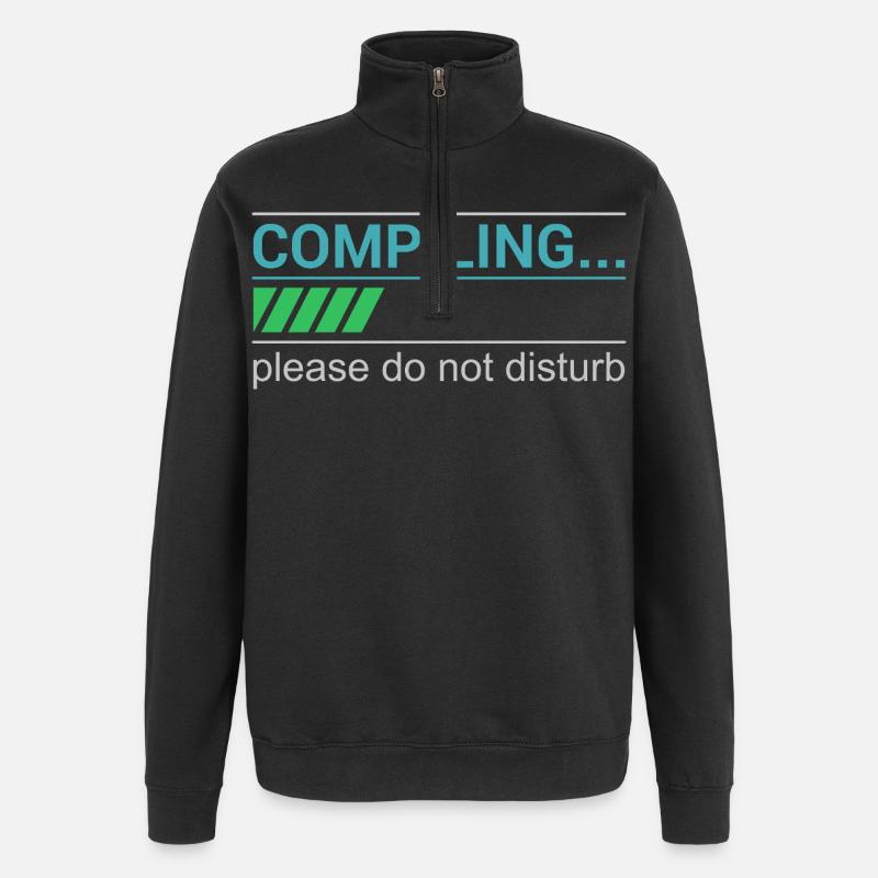 Funny Programmer T-Shirt - Compiling Please - Quarter-Zip Sweatshirt - black