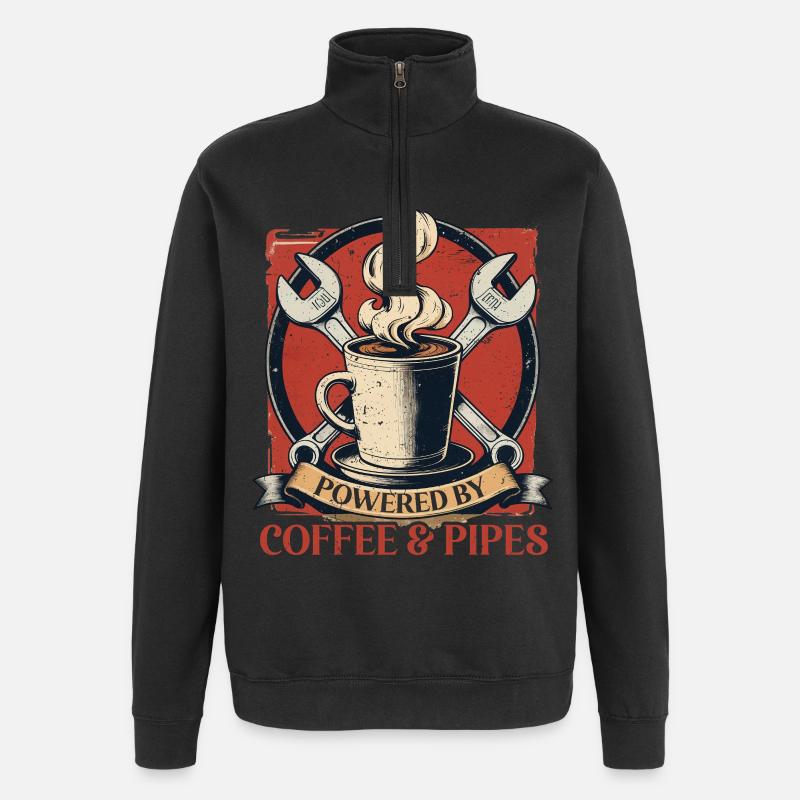Pipelayers Powered By Coffee & Pipes - Quarter-Zip Sweatshirt - black
