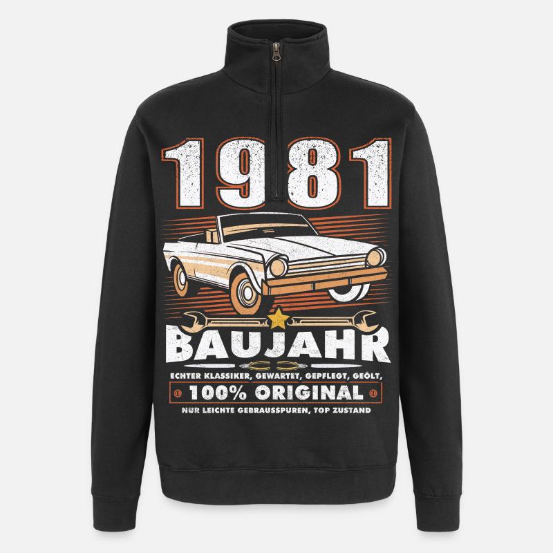 Birthday - Oldtimer 1981 - Quarter-Zip Sweatshirt - black