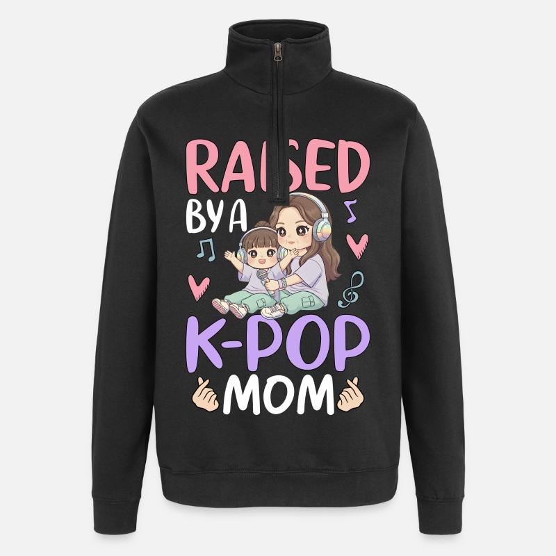Raised By A K-Pop Mom - Quarter-Zip Sweatshirt - black