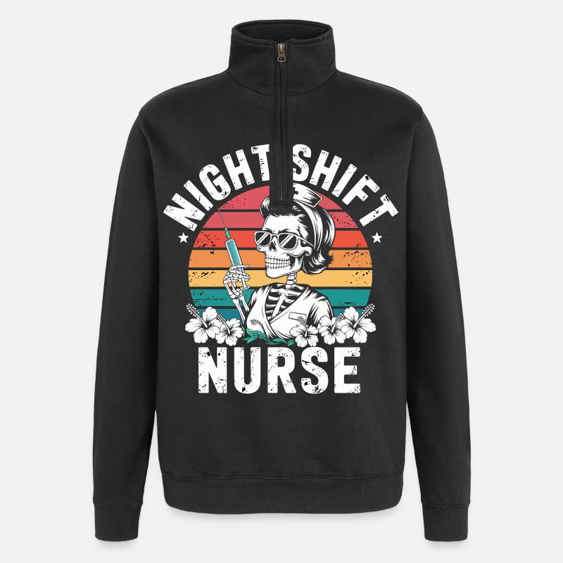 Infirmière de nuit rétro - Sweat à zip 1/4 - noir