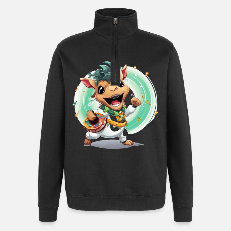 Tambours de vache dans le carnaval - Sweat à zip 1/4 - noir