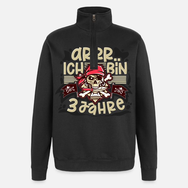 3rd Birthday Pirate - Quarter-Zip Sweatshirt - black