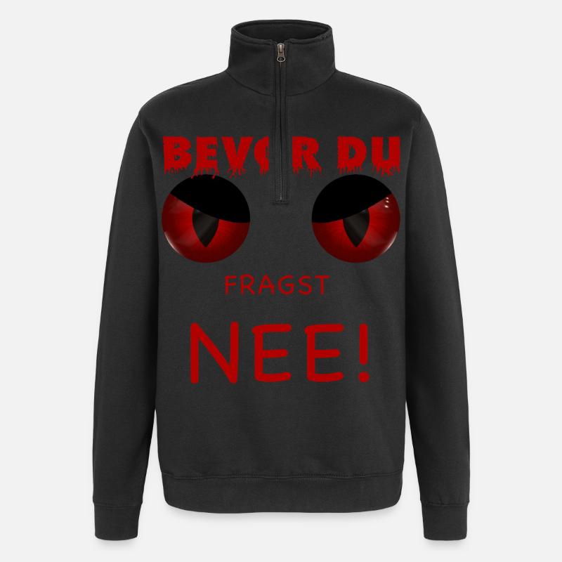 Bevor du fragst - Nee - Quarter-Zip-Sweatshirt - Schwarz