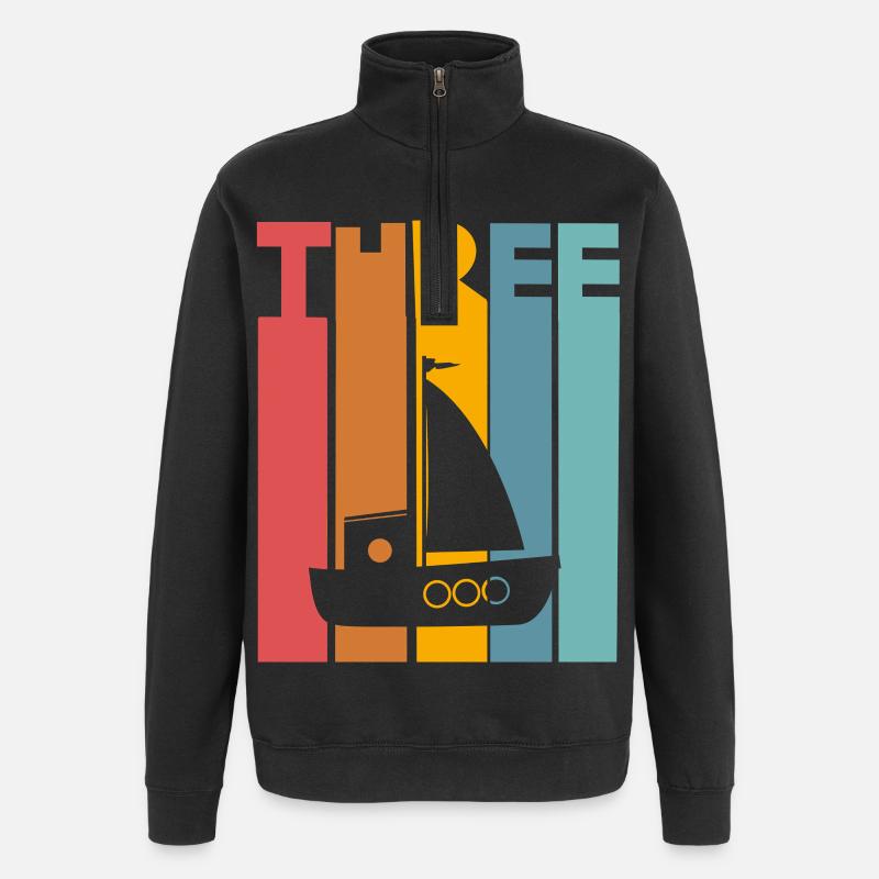 3rd Birthday Sailing Ship - Quarter-Zip Sweatshirt - black
