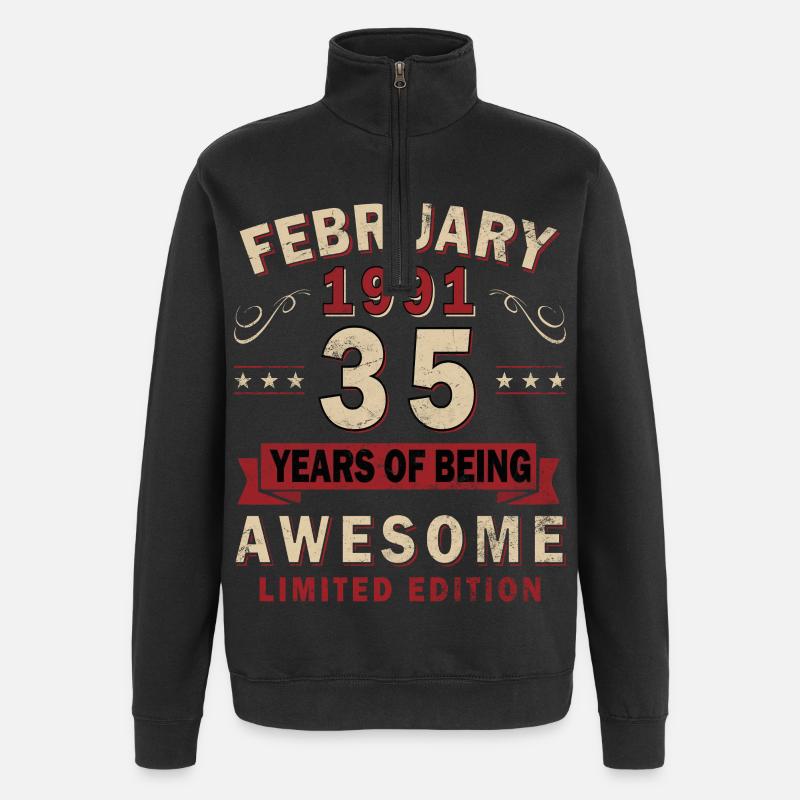 Februar 1991 - Geschenk Februar 1991 - Quarter-Zip-Sweatshirt - Schwarz