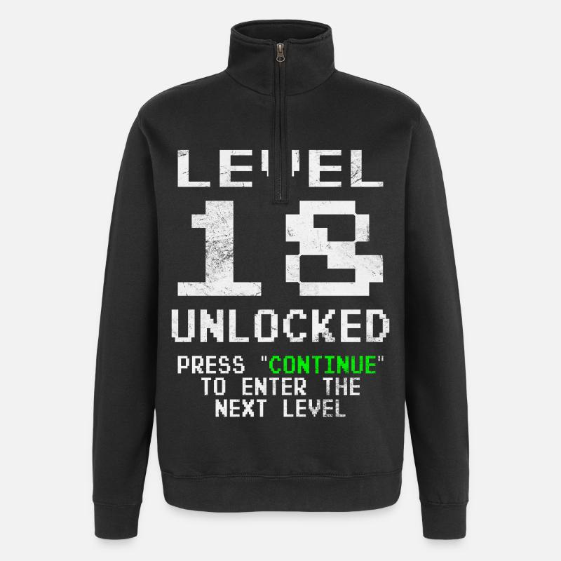 Level 18 Unlocked - Quarter-Zip Sweatshirt - black
