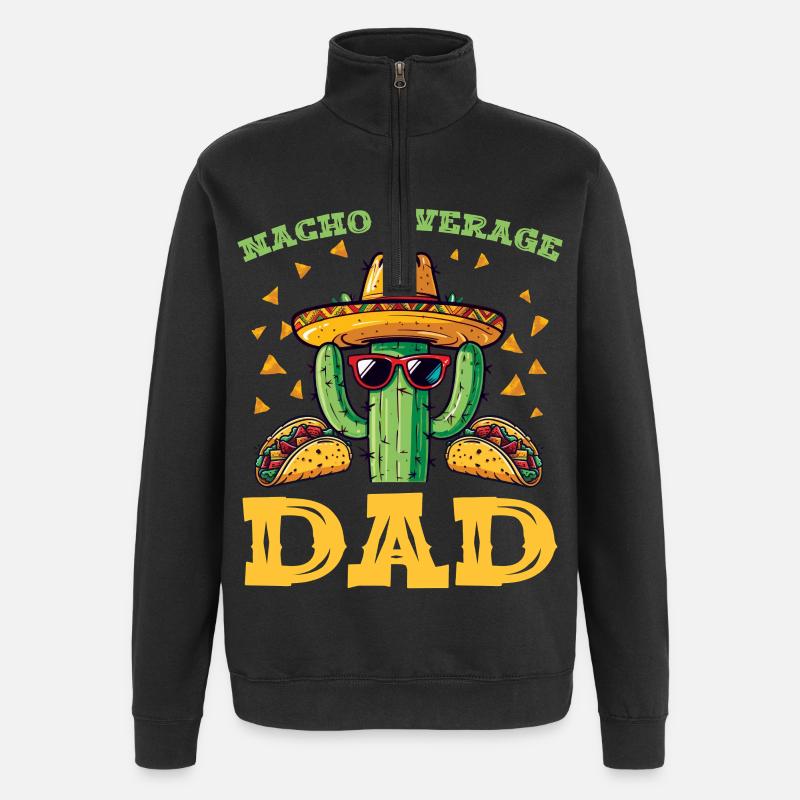 Fête du Cactus Papa - Sweat à zip 1/4 - noir