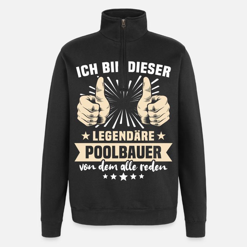 Poolbauer Sprüche - Quarter-Zip-Sweatshirt - Schwarz