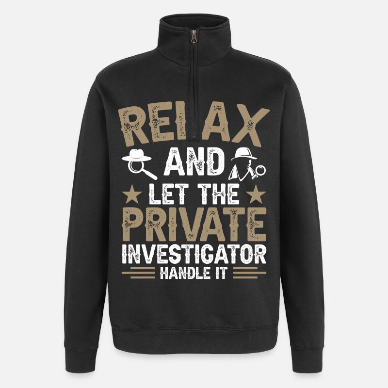 Privatdetektiv-Uniform-Kostüm - Quarter-Zip-Sweatshirt - Schwarz