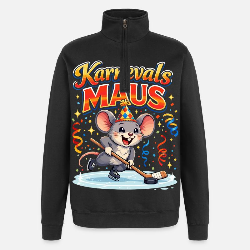 karneval maus kostüm Eishockey  - Quarter-Zip Sweatshirt - black