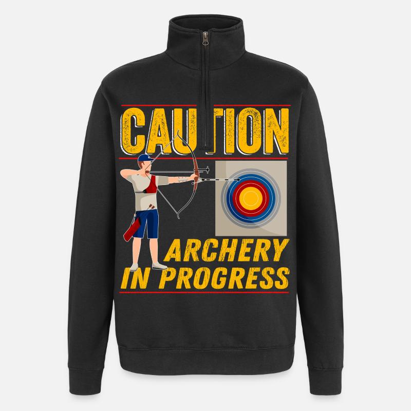 Caution Archery In Progress - Quarter-Zip Sweatshirt - black