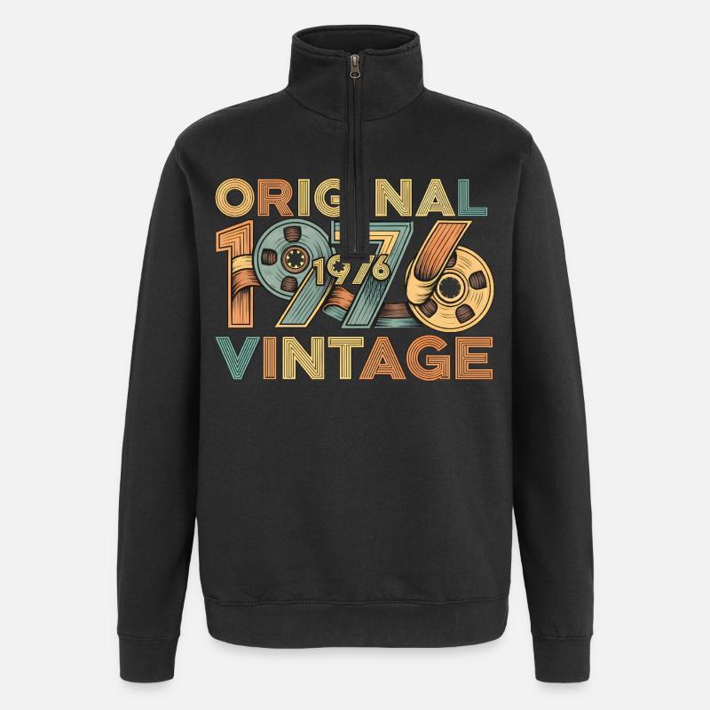 Rétro original de 1976 - Sweat à zip 1/4 - noir